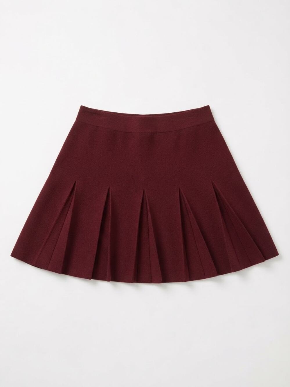 Zara Knit Pleated Mini Skirt Burgundy Maroon Tennis Skater Size M Fall Preppy